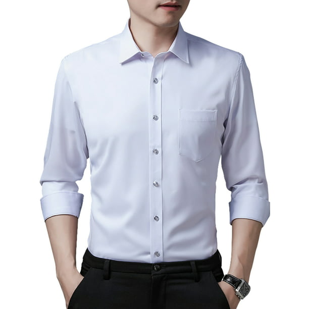 Men's Button Down Slim Fit Long Sleeve Dress Shirt Business Shirts Tops Modern 